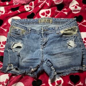 Blue Distressed Denim Shorts